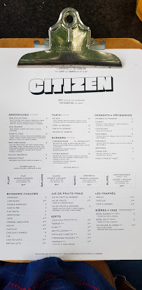 Menu / carte de Citizen Coffee à Rouen