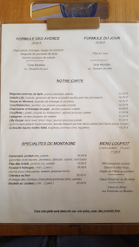 Menu / carte de Chalet Lilly à Passy