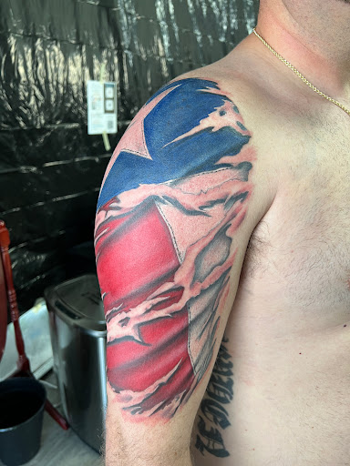 Explore tattoo ideas for back of shoulder, creative tattoo ideas in Katy, available at Family Tattoo Studio