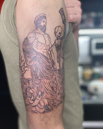 Explore purple flower tattoo ideas, creative tattoo ideas in Bethlehem, available at Valley Of Shadows