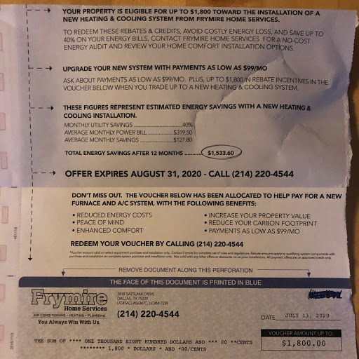 Plumber «frymire services», reviews and photos, 2818 Satsuma Dr, Dallas, TX 75229, USA