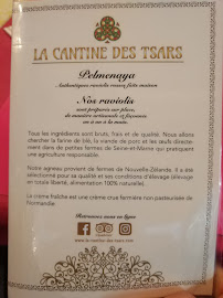 La Cantine des Tsars à Paris menu