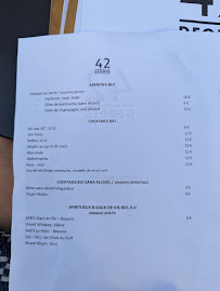 42 Degrés à Paris menu