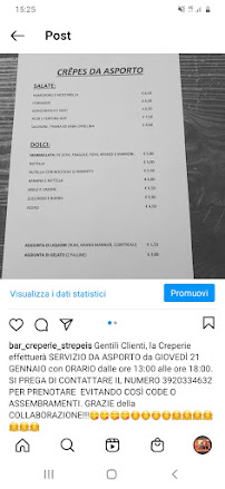 Menu du Bar Creperie Strepeis à Bagni di Vinadio