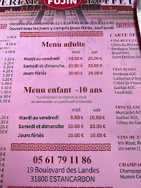 Carte du Restaurant fujin à Estancarbon