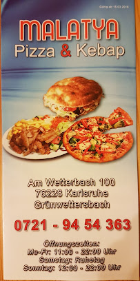 Restaurant turc Malatya Pizza & Kebap à Karlsruhe (le menu)