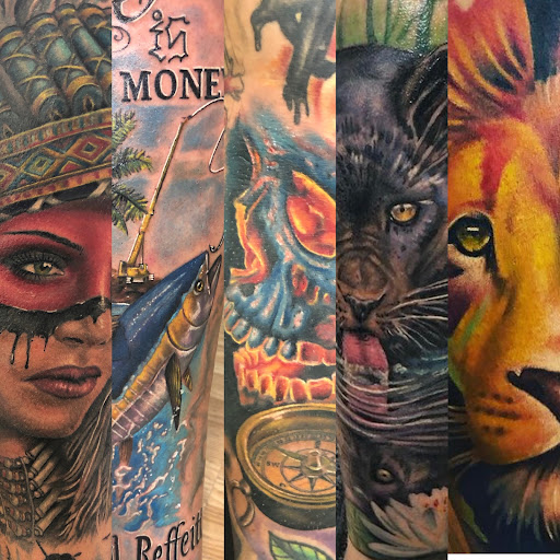 Explore middle arm tattoo ideas, creative tattoo ideas in Sarasota, available at SEVEN SINS Tattoo Studio