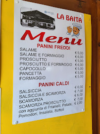 Menu du La Baita di bucci Alessandro à Aremogna