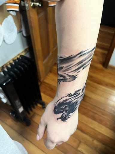 Explore star tattoo sleeve ideas, creative tattoo ideas in Lake Villa, available at Eternal Tiger Tattoo