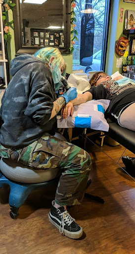Explore head tattoo ideas, creative tattoo ideas in Sykesville, available at Red and Blue Tattoo