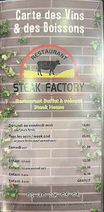 Menu du Steak factory à Saint-Brice-sous-Forêt
