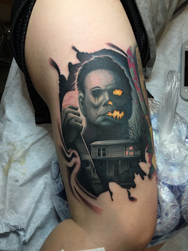 Explore galaxy tattoo ideas black and white, creative tattoo ideas in Jacksonville, available at On Point Ink Tattoo and Art Gallery