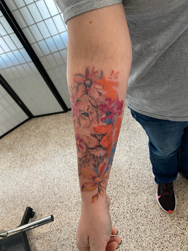 Explore front thigh tattoo ideas, creative tattoo ideas in Clarksville, available at Uncle Bobs Tattoos