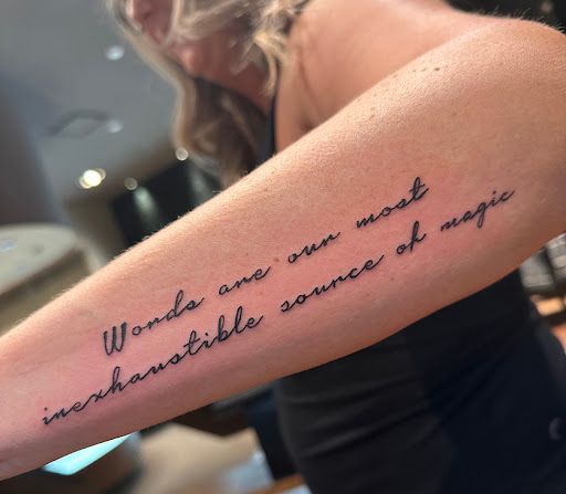 Explore anime leg tattoo ideas, creative tattoo ideas in Mesa, available at Club Tattoo