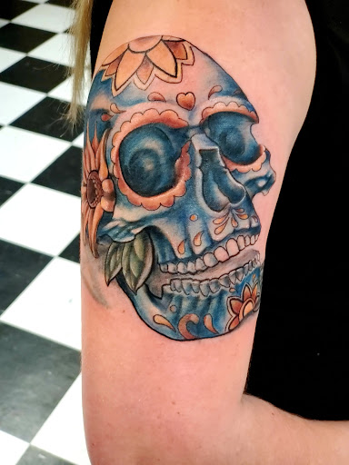 Explore blue flame tattoo ideas, creative tattoo ideas in Augusta, available at Mr. Tattoo