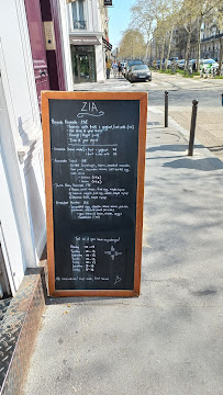 Restaurant brunch Zia à Paris - menu / carte