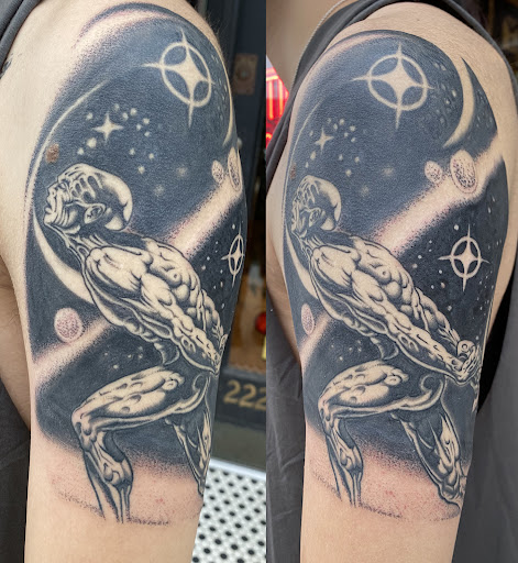 Explore fire and air tattoo ideas, creative tattoo ideas in Chicago, available at Revolution Tattoo