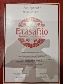 Menu du BRASA RIO à Rungis