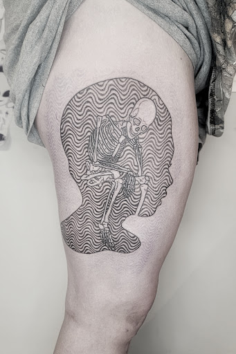 Explore night sky tattoo ideas, creative tattoo ideas in Carbondale, available at Bonedale Tattoo