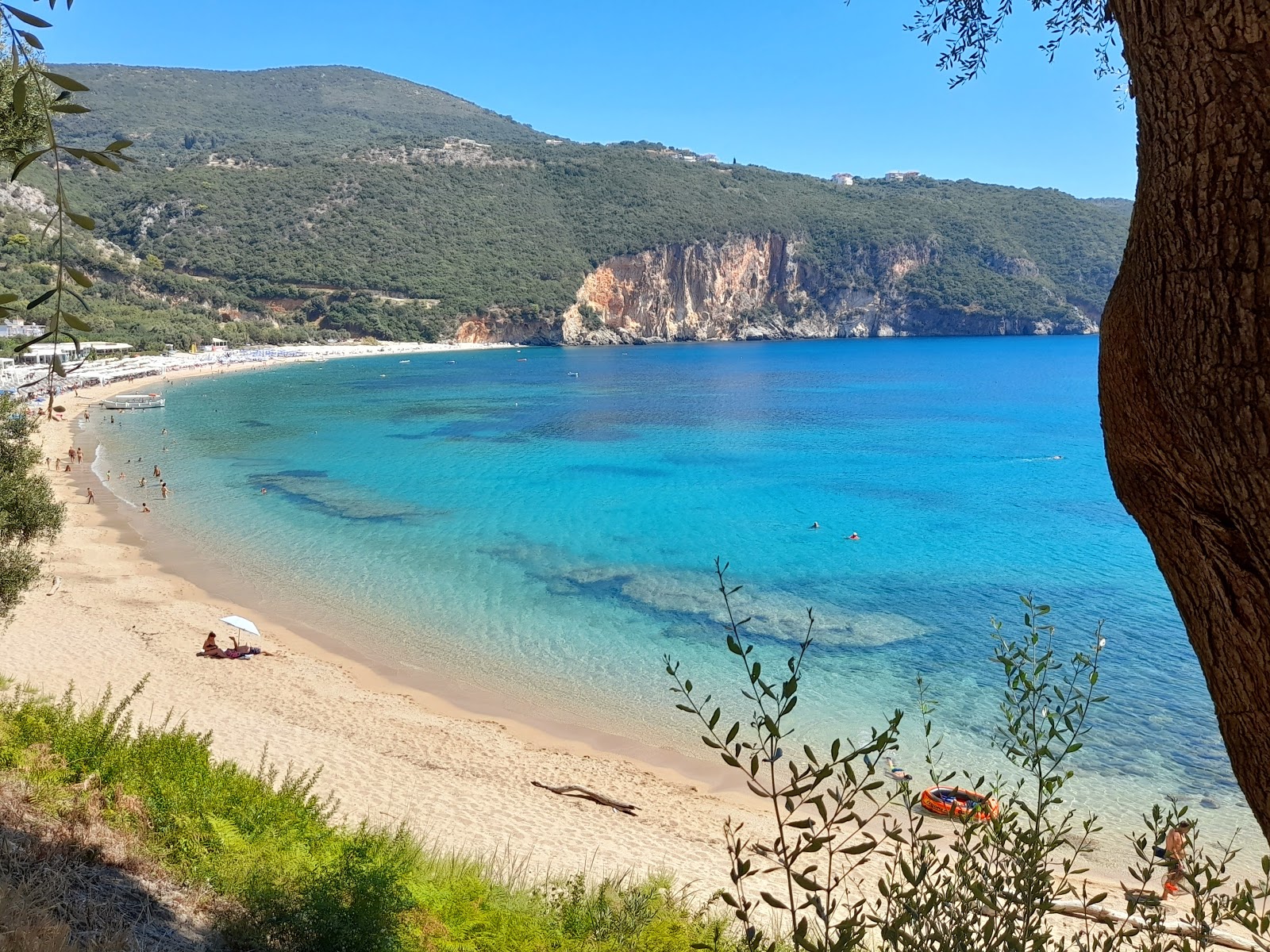 Photo of Lichnos beach surrounded by mountains