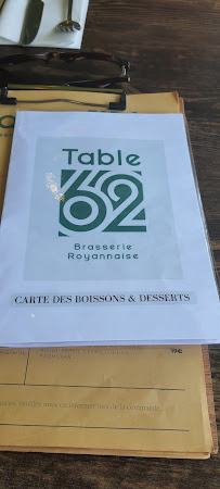 Restaurant Table 62 à Royan (la carte)