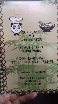 Le Petit Panda à Paris carte
