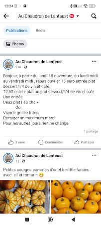 Le Chaudron de Lanfeust à Le Conquet menu