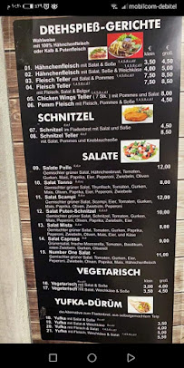 Menu / carte de Number one à Püttlingen