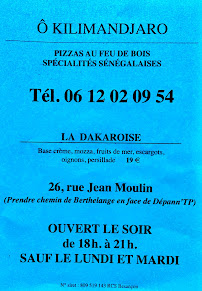 Pizzeria Ô Kilimandjaro à Saint-Vit - menu / carte