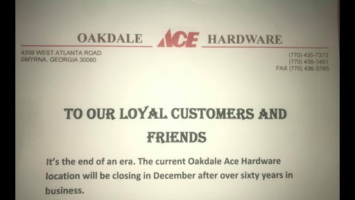 Hardware Store «Oakdale Ace Hardware», reviews and photos, 4359 W Atlanta Rd SE, Smyrna, GA 30080, USA