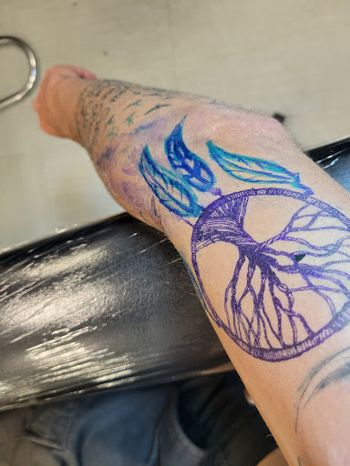 Explore cool elbow tattoo ideas, creative tattoo ideas in Albuquerque, available at Factory Edge Tattoo and Piercing Coronado