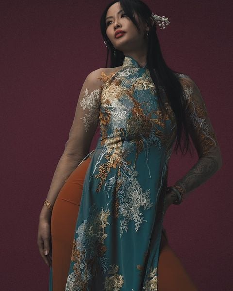 Mark&Vy Ao Dai, áo dài, traditional dress, wedding ao dai, silk fabric, hand-painted fabric
