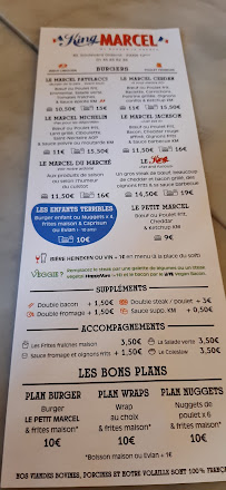 King Marcel Paris Gare de Lyon à Paris menu