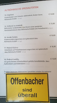 Menu du Klein Prag im Gasthaus Bremser à Diez