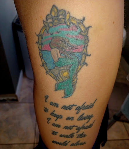 Explore male thigh tattoo ideas, creative tattoo ideas in Terre Haute, available at Marcus Large Tattoo Studio