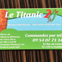 Menu / carte de TITANIC 2 à La Feuillie