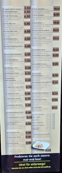 Menu / carte de Ming-Ming à Henstedt-Ulzburg