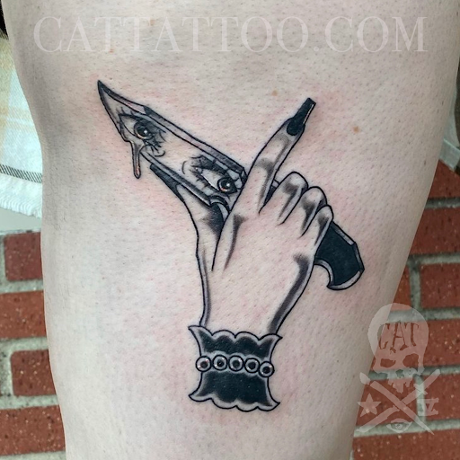 Explore unique knee tattoo ideas, creative tattoo ideas in Addison, available at Cat Tattoo