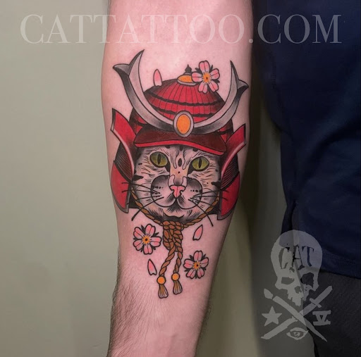 Explore apple tattoo ideas, creative tattoo ideas in Addison, available at Cat Tattoo