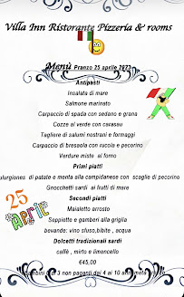 Villa INN Ristorante Pizzeria & rooms à Villaperuccio menu