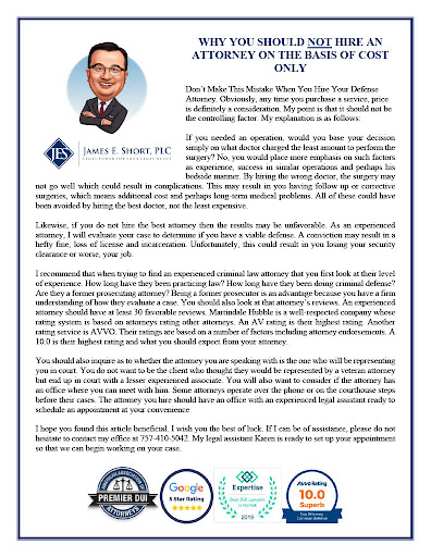 Criminal Justice Attorney «James E. Short, PLC», reviews and photos