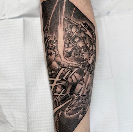 Explore david and goliath tattoo ideas, creative tattoo ideas in Arabi, available at Hidden Dimension Studio