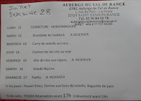 Menu / carte de AUBERGE DU VAL DE RANCE (restaurant) à Saint-Samson-sur-Rance