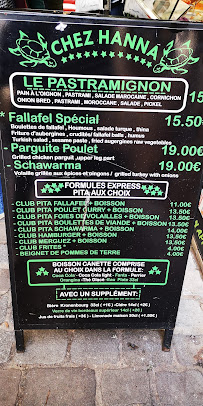 Chez Hanna à Paris menu
