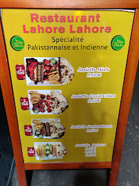 Restaurant Lahore Lahore à Paris carte