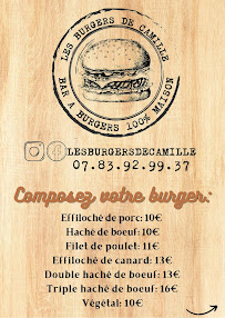 Menu / carte de Les Burgers de Camille à Maubec
