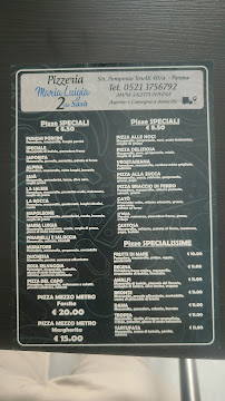 Menu du Pizzeria Maria Luigia 2 da Sasà à Parma