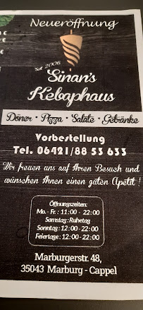 Menu du Sinan's Kebaphaus à Marburg