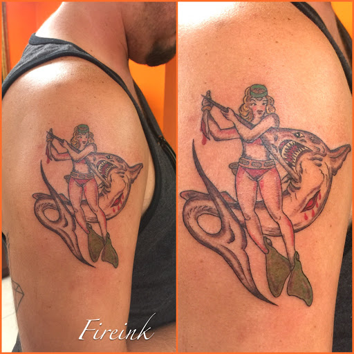 Explore thigh cover up tattoo ideas, creative tattoo ideas in Key Largo, available at Fire Ink Tattoo