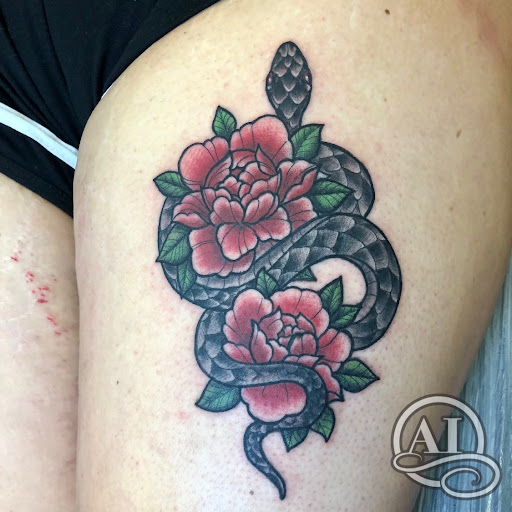 Explore flower tattoo ideas for women, creative tattoo ideas in Katy, available at Artistic Impressions Tattoo Studio